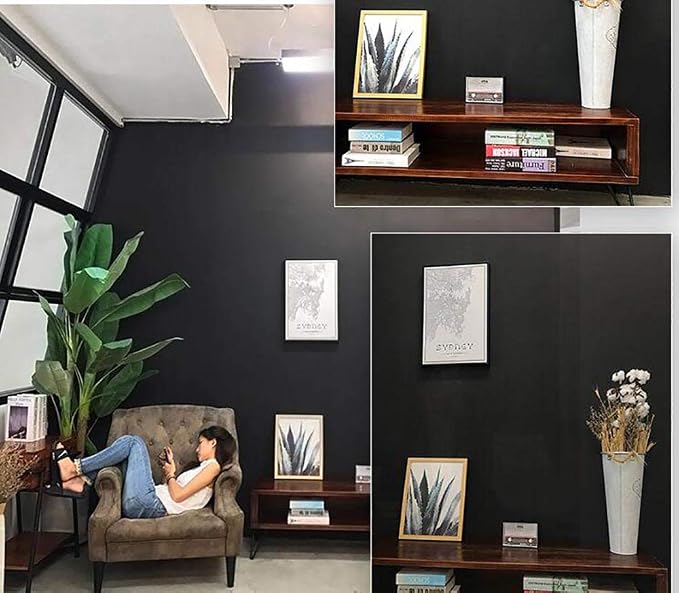 Yasinet Peel and Stick Wallpaper Black Wallpaper Black Contact Paper Modern ThickeningWaterproof Self Adhesive Removable Wall paper Deco for Wall Bedroom Covering Countertop Cabinet Vinyl 17.7" x 394" - Image 5