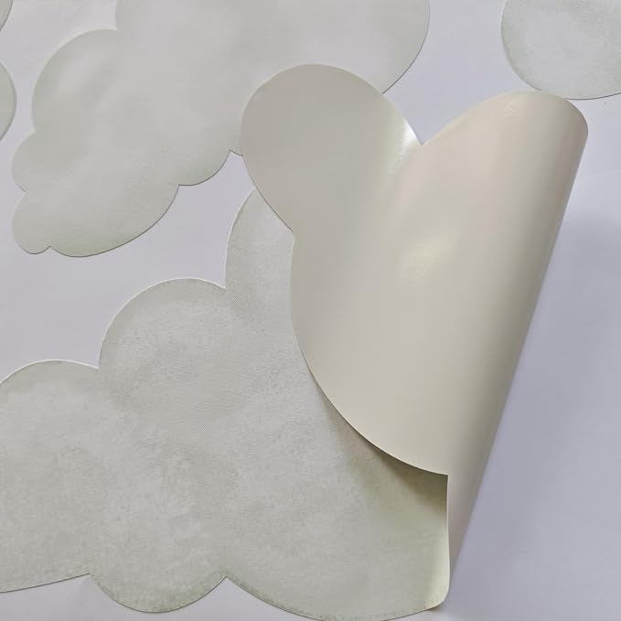 9pcs Fabric Large Cloud Wall Decals,Peel and Stick Decals Watercolor Clouds,Home Decor for Nursery,Kids Room,Playroom,Ceilings and Furniture,Easy Removable Wall Stickers - Image 5