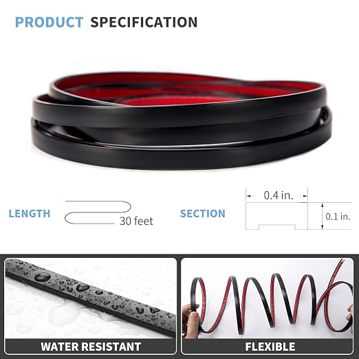 Art3d 30 ft Peel and Stick Flexible Molding Trim for Wall Tile Edge, Black - Image 2