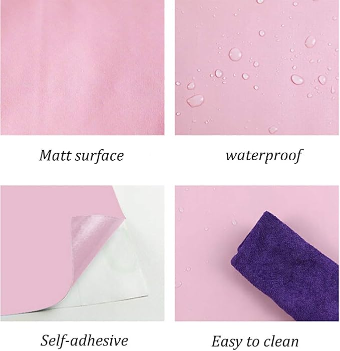 Safiyya 984.2"x17.7" Pink Peel and Stick Wallpaper Solid Color Contact Paper Peel and Stick Modern Wall Paper Self Adhesive Removable Wallpaper for Bedroom Covering Vinyl Roll - Image 7