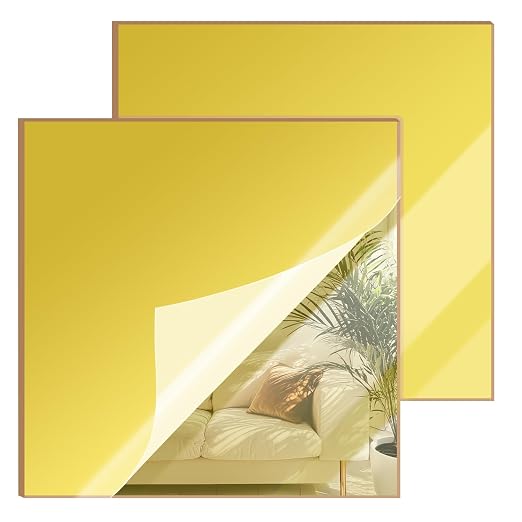 12x12 Inches Deep Gold Mirror Acrylic Sheet – 2 Pcs Reflective Acrylic Panel for DIY Crafts, Home Décor & More (30x30 cm) by SAKRNIC