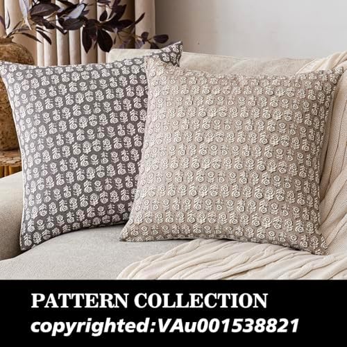 Foindtower Decorative Floral Print Throw Pillow Covers 22×22 Rustic Gray - Image 4