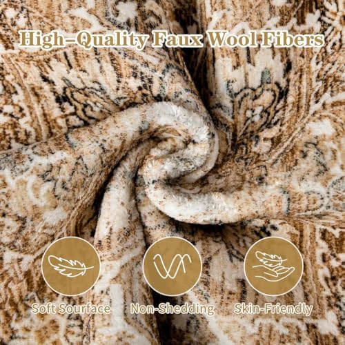 Hanples 4x6 Area Rugs for Living Room, Washable Rug Vintage Floral, Beige - Image 6