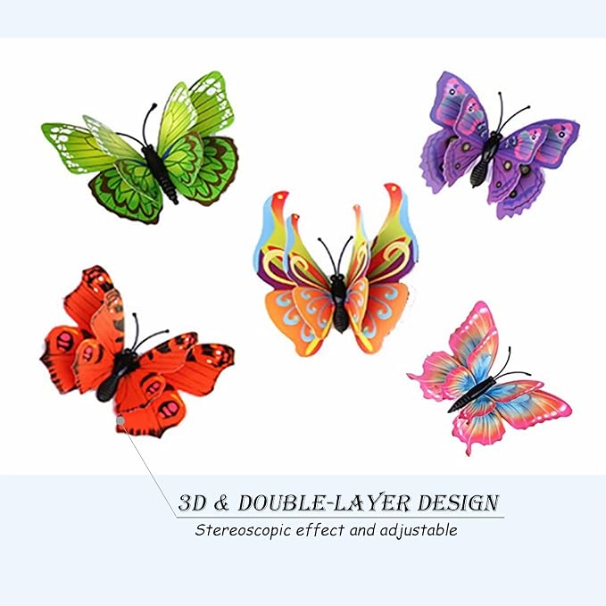 OPSEAM 3D Butterfly Wall Decor Butterfly Decorations Stickers with Magnets | 72 PCS Colorful,12 Styles Double Layer Butterfly for Classroom Decoration,Locker Refrigerator, Reusable,Waterproof - Image 4