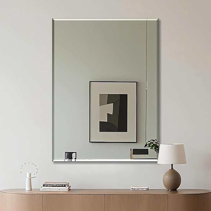 Frameless Wall Mirror 48” x 36“ Bathroom Mirror for Over Sink Beveled Edge - Image 9
