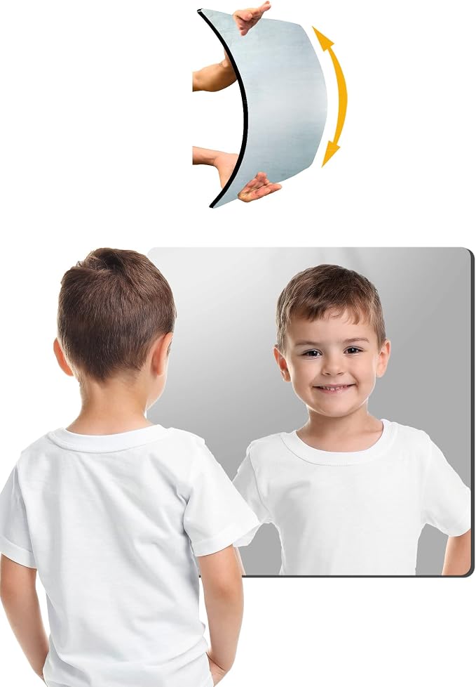 Unbreakable Plexiglass Acrylic Mirror for Kids, 1 PCS 8 x 8 inch, Shatterproof Safe Mirror for Wall, Used for Hand Makeup Mirrors, Hang Mirro, Bedroom Door Mirro, Shaving Mirrors, Workout Mirro by UNBREAKABL+MIRO