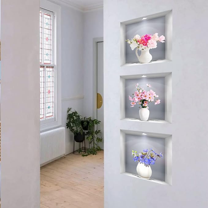 3D Wall Stickers DIY Flower Wall Decal Removable Waterproof Wall Art Decor for Bedroom Living Room Offices Home Decoration (Vase Daisy) - Image 5