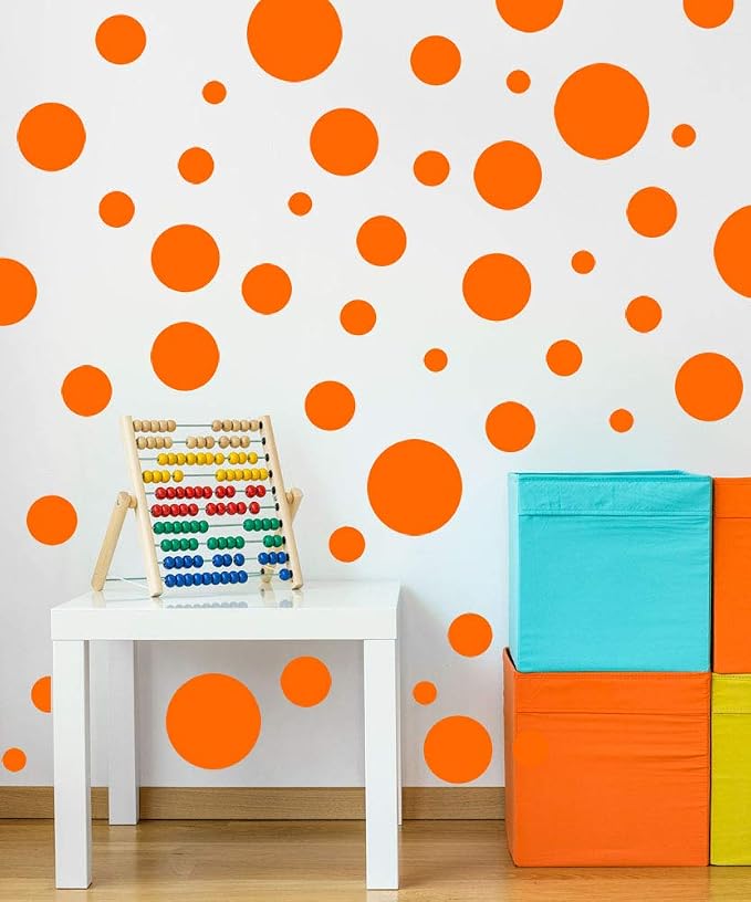 Polka Dot Wall Stickers, Wall Decor Dots for Bedroom Kids Room Birthday Gift (Orange) by Create-A-Mural