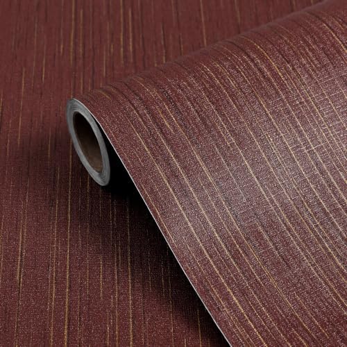 Grasscloth Peel and Stick Wallpaper Dark Red Textured Contact Paper | 15.7" X 1200" Faux Grasscloth Self-adhesive Removable Wallpaper Cabinets Counter Top Liners by Biyoeepeelstickwallpaper