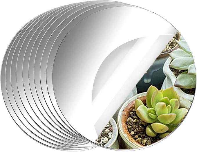 12PCS Round Mirror Plates for Centerpieces, Mirror Trays Flat 6“ Circle Mirrors for Tables Mirror Centerpieces, Circle Mirror Candle Plates for Table Centerpieces Wedding Party (6inch) by LUDEOU
