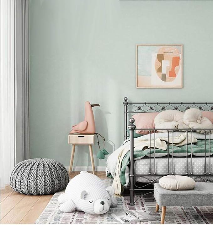 Yasinet Light Green Wallpaper Green Peel and Stick Wallpaper GreenContact Paper Waterproof Self Adhesive Removable Wall Paper Decorative for Wall Bedroom Vinyl Film 17.7" x197" - Image 9