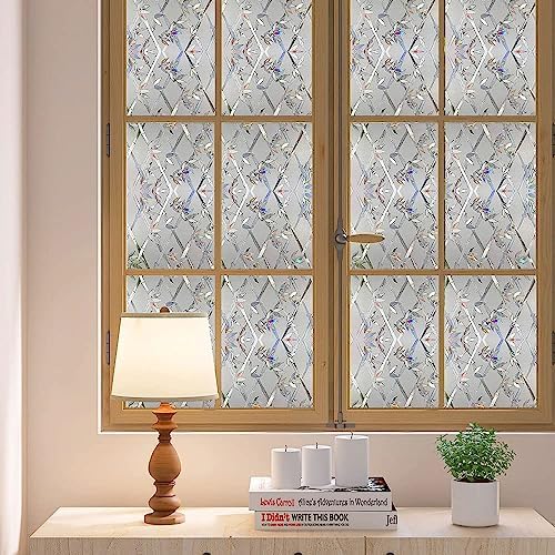Window Privacy Film, 3D Stained Glass Film, Vinyl Decorative Window Decals, Static Cling Window Film Non-Adhesive Removable (35.4 x 157.4 inch) - Image 6
