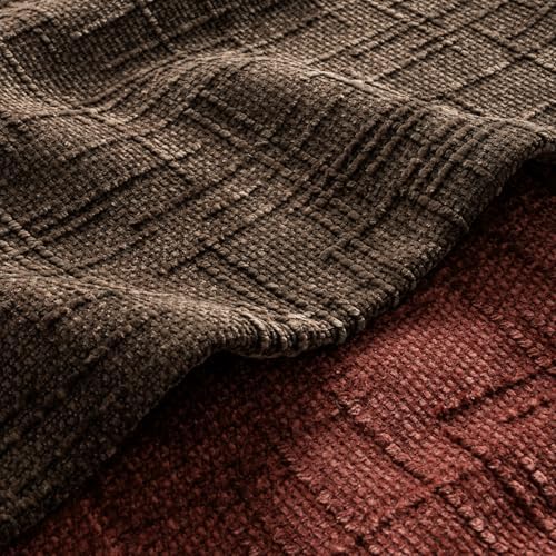 MIULEE Chenille Textured Throw Pillow Covers Reddish Brown 20x20 Set of 2 - Image 2