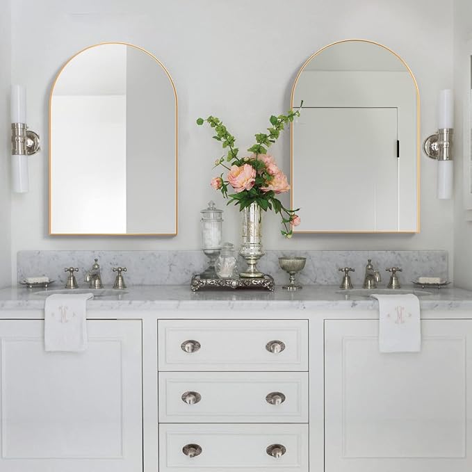 Arched Wall Mirror for Bathroom,20"x30" Arched Mirror Wall Mounted Mirror with Metal Frame, Gold Vanity Mirror Decor for Mantle, Bedroom, Entryway, Living Room - Image 7