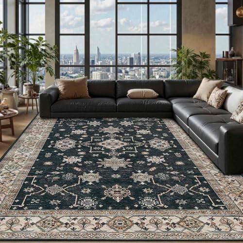 Rugxara Black 8x10 Area Rugs for Living Room Bedroom Large Washable Rug - Image 4