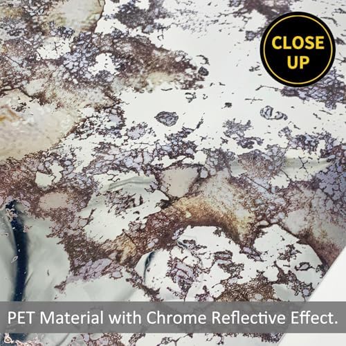 LiveInUrban Vintage Foxed Silver Rusts Antique Chrome Reflective Wallpaper, 22.83"x78.74" Grunge Peel and Stick Contact Paper for Furniture Vanity Dresser Home Decor - Image 2