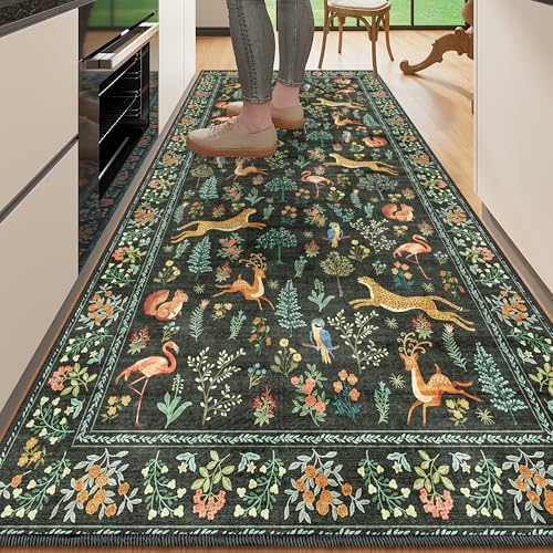 DUKINO 3x6 Kitchen Runner Rug, Washable Animal Rug for Hallway, Black by DUKINO