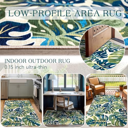 3x5 Monstera Entry Rug Washable Indoor Outdoor Mats for Front Door - Image 5