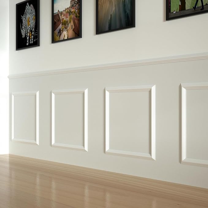 NeatiEase 4 Set Peel and Stick Wall Molding Trim Kit, 20" x20" Premade Wainscoting Panels, Self Adhesive Moulding Panel for Interior Walls Picture Frame by NeatiEase