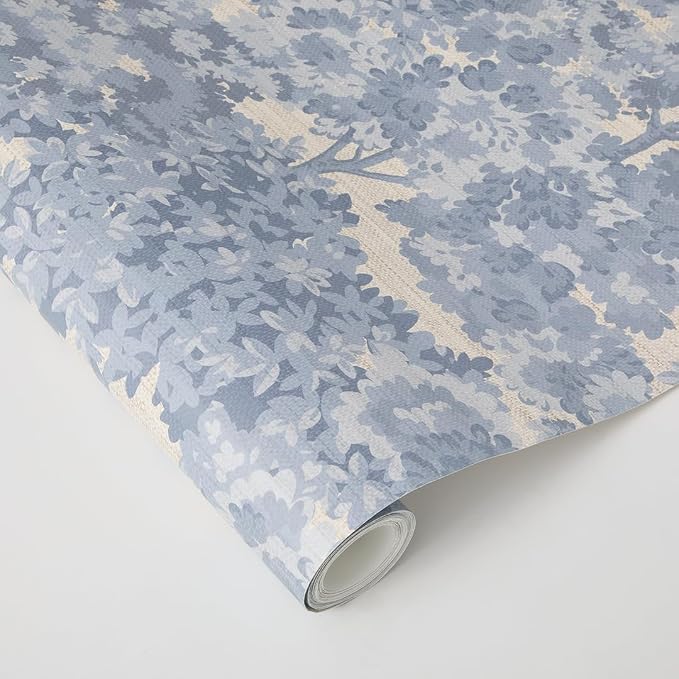 Tempaper Textured Blue Canopy Toile Faux Grasscloth Removable Peel and Stick Wallpaper, 20.5 in X 16.5 ft, Made in The USA - Image 5