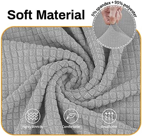 Asnomy Stretch Couch Covers Washable, loveseat Cover Slipcovers,Silver - Image 3