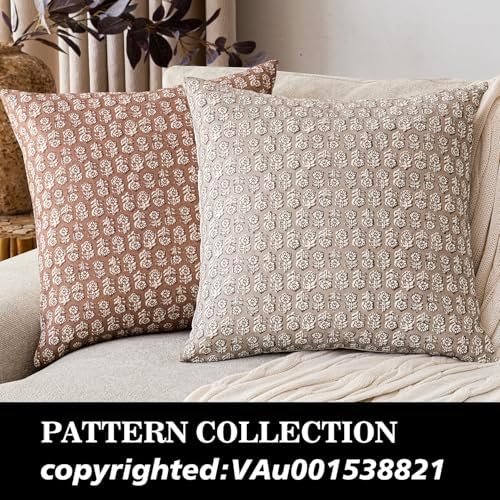 Foindtower Floral Print Throw Pillow Covers 18×18 Inch,Light Orange Brown - Image 4