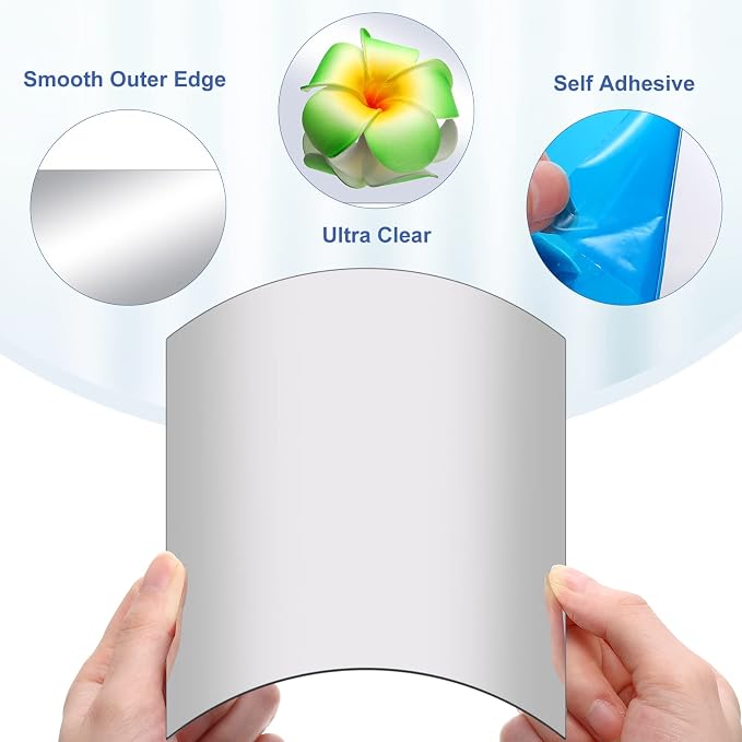Tuanse 80 Pcs Flexible Plastic Mirror Sheets, Self-Adhesive, Rectangular, 6 x 6 Inch, for Home Decoration - Image 3