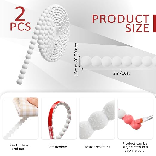 Leinuosen Flexible Bead Molding Trim Peel and Stick White 20ft /15 mm - Image 2