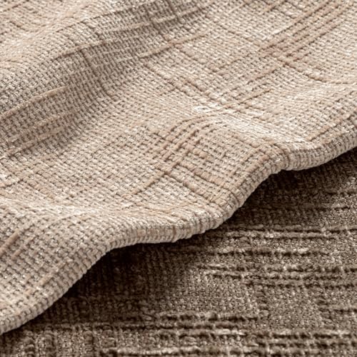MIULEE Chenille Textured Throw Pillow Covers Oatmeal 18x18 Set of 2 - Image 2