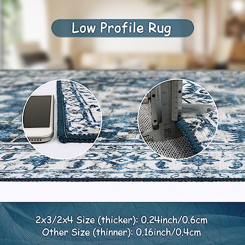 Moynesa Ultra-Thin Washable Vintage Area Rug - 4x6 Living Room Rug for Bedroom Office, Low Pile Non Slip Oriental Laundry Bathroom Mat Indoor Floor Carpet for Entrance Kitchen Mudroom - Image 5