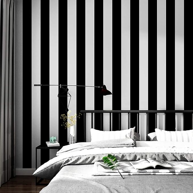 Guvana Striped Peel and Stick Wallpaper Black and White Self-Adhesive Wallpaper 394"x17.7" Removable Contact Paper Waterproof Wall Paper for Livingroom Cabinets Shelves Drawer Liner Decor Vinyl Roll - Image 5