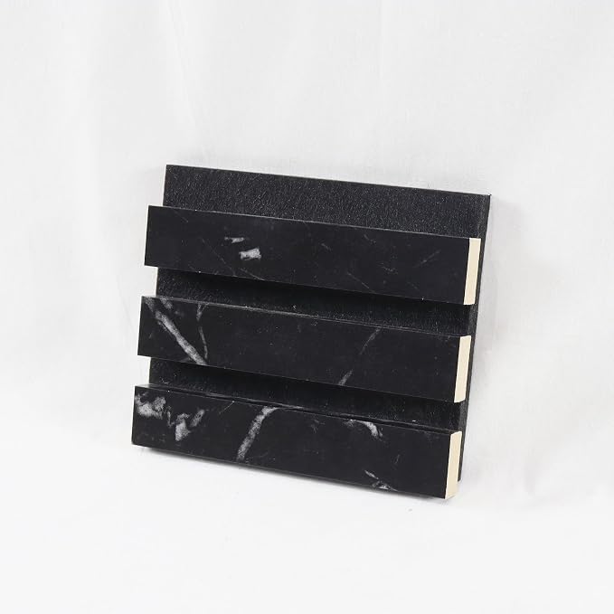 Wood Panels for Wall, 5.9"x4.7" Wood Slat Acoustic Panels | Soundproof Wood Slat Wall Panels for Noise Cancelling and Decoration, Living Room, Bedroom, Black Marble Sample - Image 7
