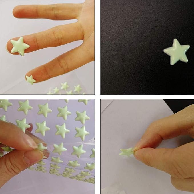 Quanhaigou Realistic 3D Domed Stars Glow in The Dark,615 pcs Dots Stars for Starry Sky, Stickers for Ceiling and Wall Decals, Perfect for Kids Bedding Room Party Birthday Gift(615 pcs) - Image 3