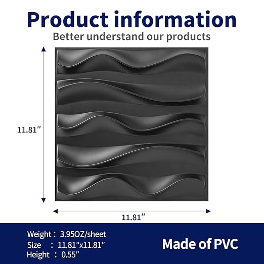 Art3dwallpanels 33 Pack 3D Wall Panels, Black PVC | 3D PVC Wall Tiles for Interior Wall Decor, Waterproof, Modern, Easy DIY for Residential and Commercial - Image 2