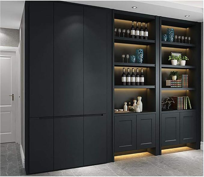 Yasinet Peel and Stick Wallpaper Black Wallpaper Black Contact Paper Modern ThickeningWaterproof Self Adhesive Removable Wall paper Deco for Wall Bedroom Covering Countertop Cabinet Vinyl 17.7" x 394" - Image 7