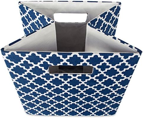 DII Hard Sided Collapsible Fabric Storage Container for Nursery, Offices, & Home Organization, (13x13x13) - Lattice Nautical Blue - Image 5