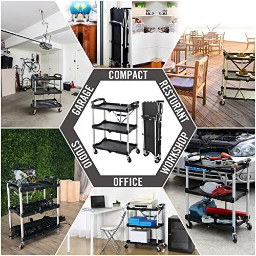 Olympia Tools 85-188 Pack-N-Roll Folding Collapsible Service Cart, 150LB Capacity, Black - Image 2