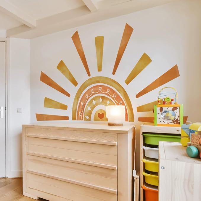 Wall Stickers Decals Kids Peel and Stick Removable for Nursery Kids Bedroom Living Room décor Boys Playroom (Sun Rainbow) - Image 4