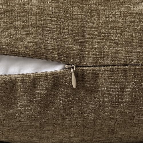 MIULEE Soft Chenille Fall Throw Pillow Covers Coffee 18x18 Inch Pack of 2 - Image 3
