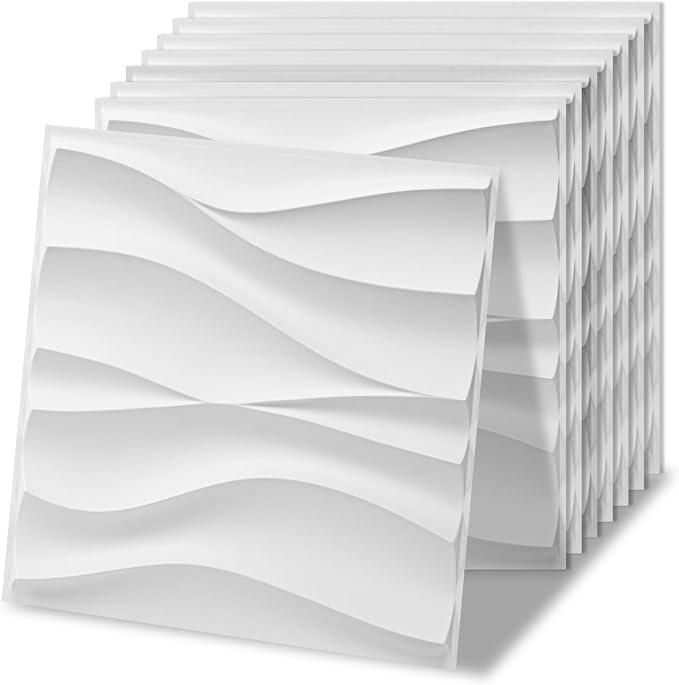 Art3d 20 Pack Decorative 3D Wall Panels, 19 Sq.Feet PVC Interior Wall Décor, 11.8"x11.8", White by Art3d