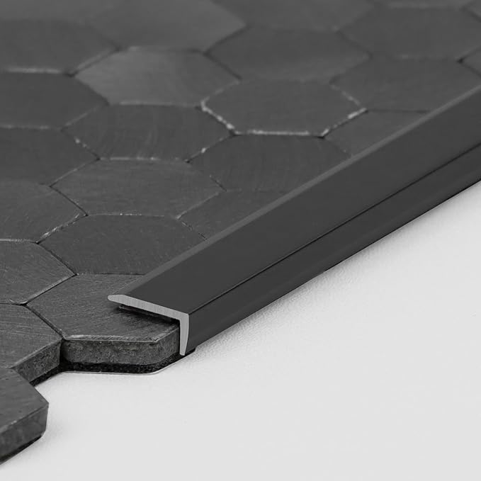 Select 5 Pack Hexagon Peel and Stick Backsplash Tiles, Brushed Black | Self Adhesive Metal Backsplash Stick On Aluminum Tiles for Kitchen Bathroom, 12” x 12” Wall Tiles w/10 Edge Pieces - Image 5