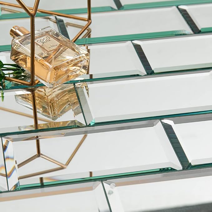 Peel and Stick Beveled Mirror Glass Subway Tile Silver 3 x 6 Inch for Kitchen Backsplash Bathroom Wall （40 Pcs） - Image 8