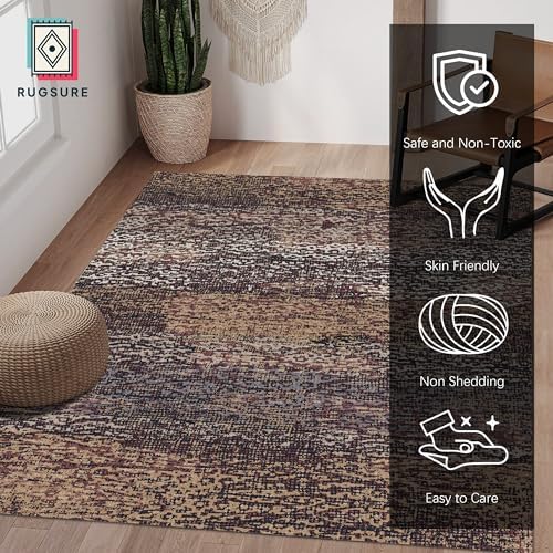 RUGSURE Washable Area Rug - 1/6 Thick - Stain & Water Resistant Non-Slip - Resistant Rug for Living Room, Bedroom, Nursery, Pet & Child Friendly, Vintage Charm Area Rugs (Rust, 6' x 9') - Image 2