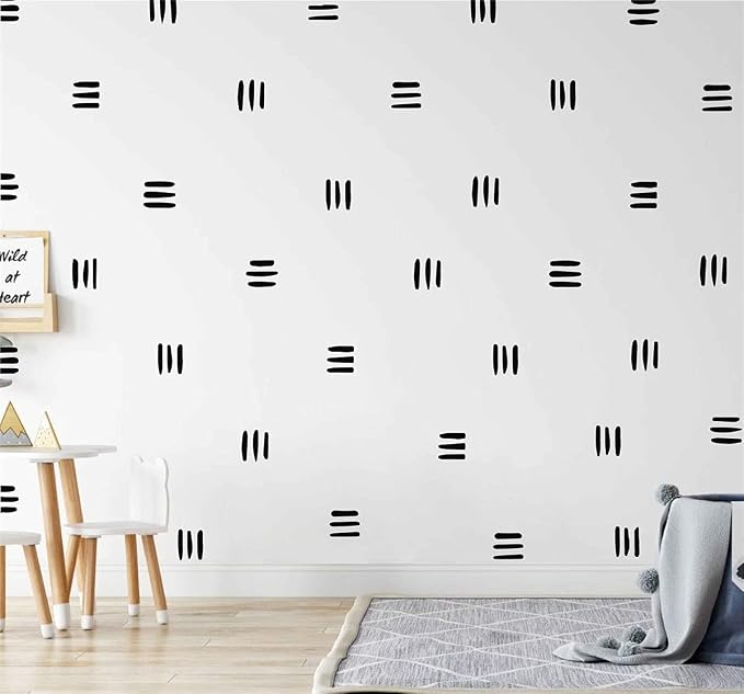 120Pcs Modern Line Wall Sticker Boho Nursery Decal (Black) | Self Adhesive Vinyl, Removable Waterproof Murals, Minimalist Home Art, Ideal DIY Decor For Living Room YT5037 by YUHASIDE