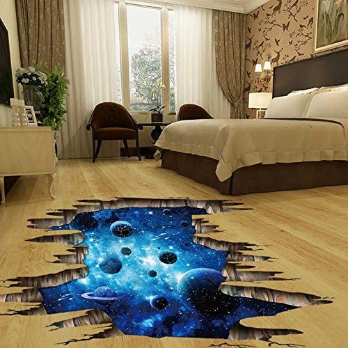 3D Space Floor Sticker,Blue Galaxy Wall Decal-Removable Mural for Kids Bedroom Living Room Milky Way Decorations - Image 8