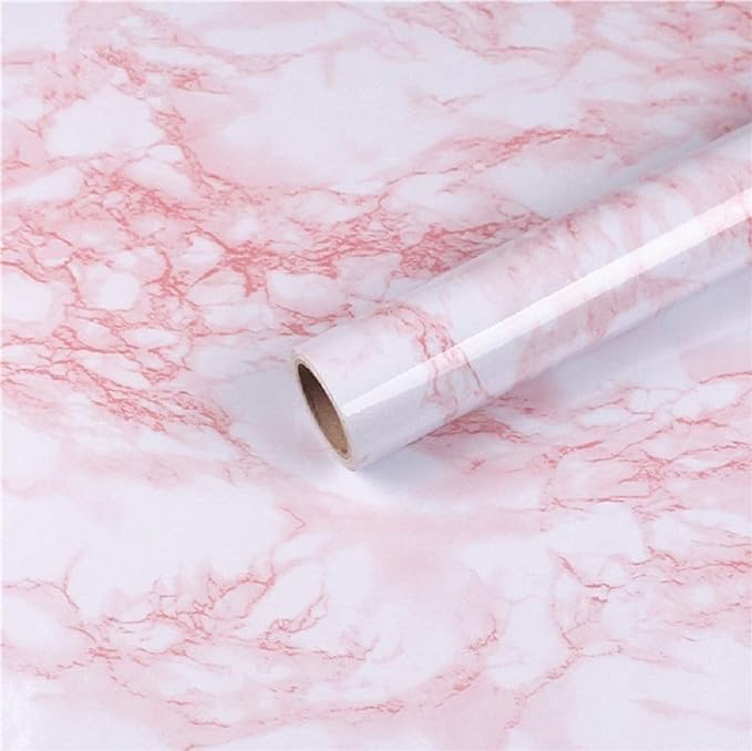 Marble Contact Paper Pink Extra Wide Peel and Stick for Kitchen Countertop | 23.6in ×118in Marble Wallpaper Self-Adhesive Vinyl Waterproof Great As Cabinets Drawer Shelf Crafts Wall Paper Decorations by practicalWs