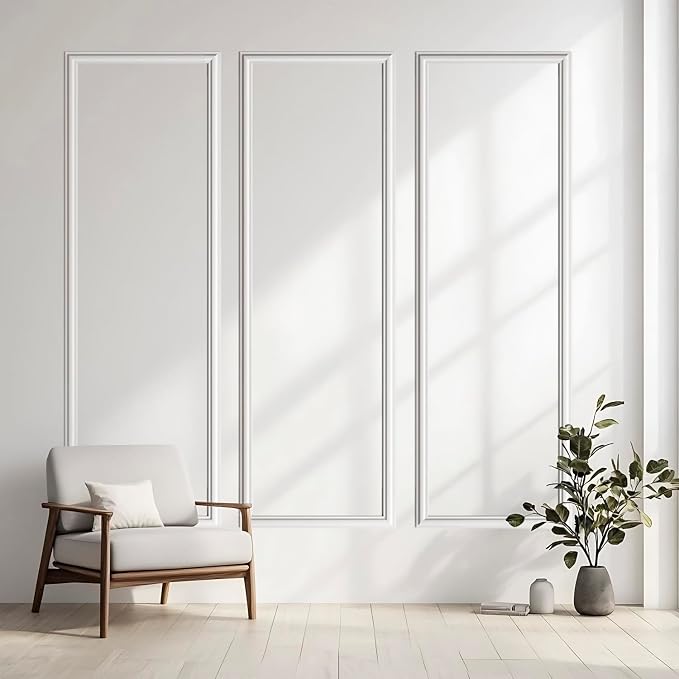 3 Set Peel and Stick Wall Molding Kit,Pre Cut Wainscoting Panels,24x72in | Self Adhesive,Paintable,PVC,Premade - Image 3