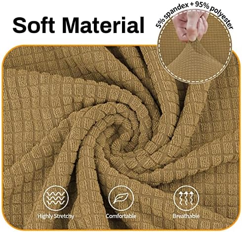 Asnomy Stretch Couch Covers Washable, loveseat Cover Slipcovers,Light Brown - Image 3