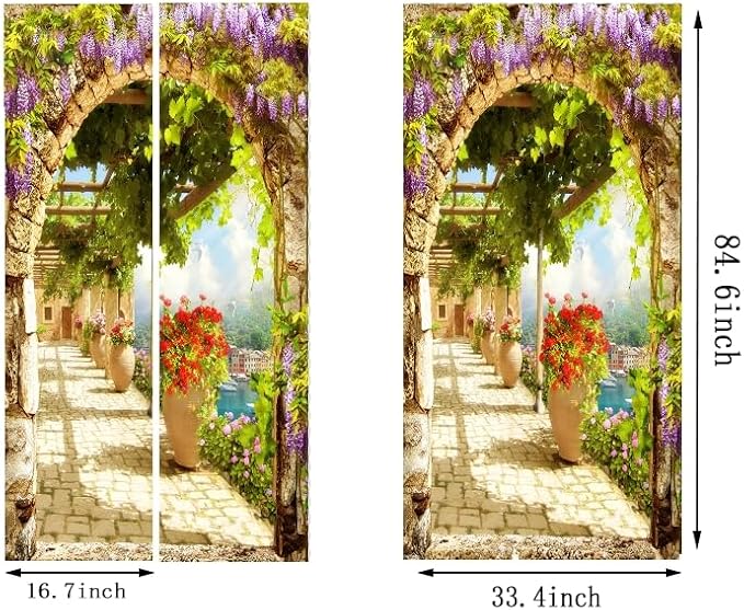 artfanke 3D Italian Landsacape Peel and Stick Door Sticker 33.5"x84.6"-Self-Adhesive Door Mural Wallpaper-Wall Decal for Living Room Bedroom Decor (2 Sheets/Set) - Image 5