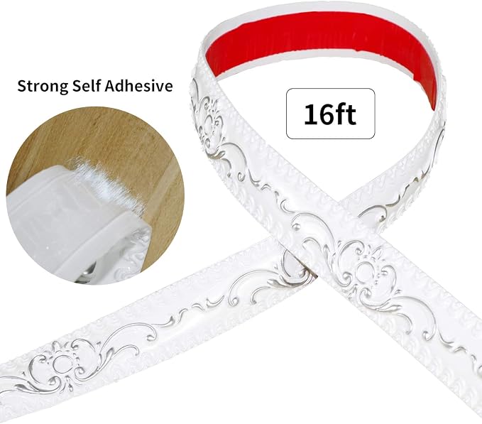 NeatiEase Flexible Molding Trim Wall Trim Self Adhesive, 16.4 Feet Peel and Stick Mirror Frame Border, Waterproof Bathroom Decor, Home Decor (Silver) - Image 8
